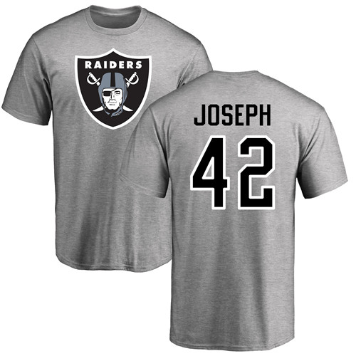 Men Oakland Raiders Ash Karl Joseph Name and Number Logo NFL Football #42 T Shirt->oakland raiders->NFL Jersey